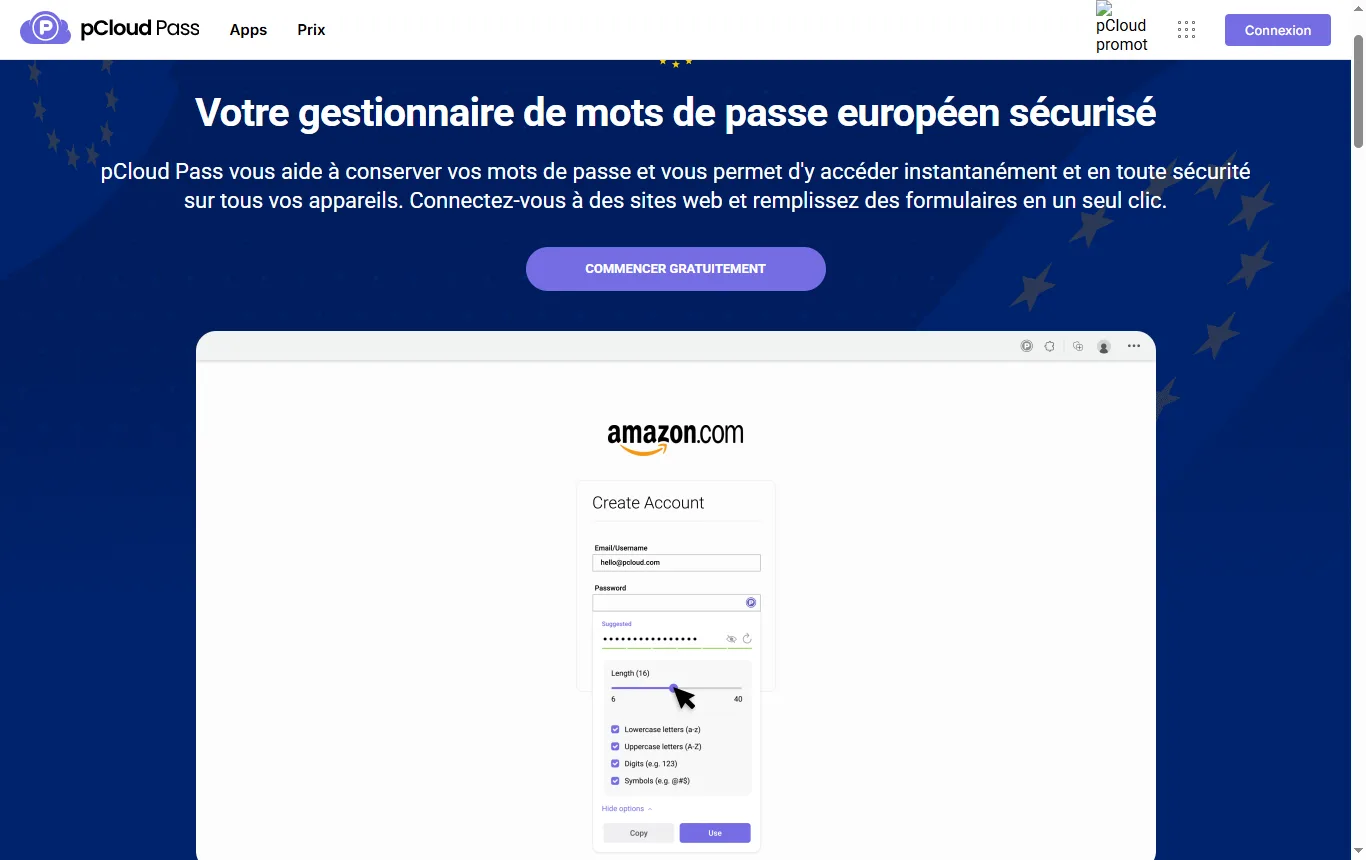Capture de pass.pcloud.com : page de présentation