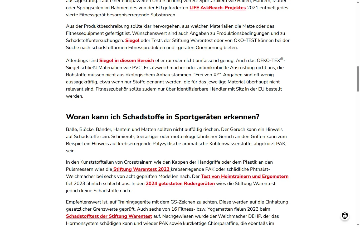 Screenshot von verbraucherzentrale.nrw : Seite der Verbraucherzentrale NRW „Fitnessmatten, Hanteln oder Bälle: Schadstoffe in Sportgeräten“ (verbraucherzentrale.nrw/wissen/umwelt-haushalt/fitnessmatten-hanteln-oder-baelle-schadstoffe-in-sportgeraeten-56295), Abschnitt zu Hanteln und Hantelgriffen